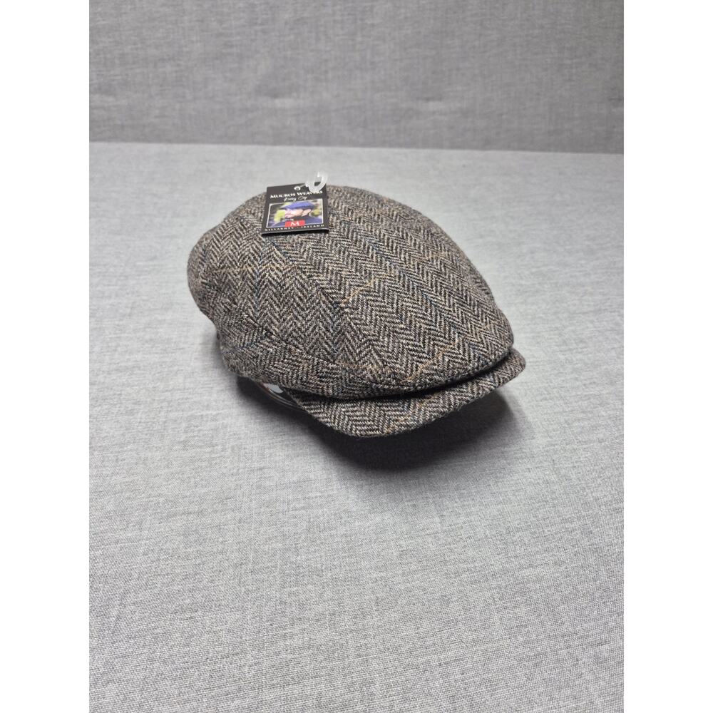 Mucros Weavers Kerry Cap Brown Herringbone Irish Wool Mens M Ireland Flat Cap Wo